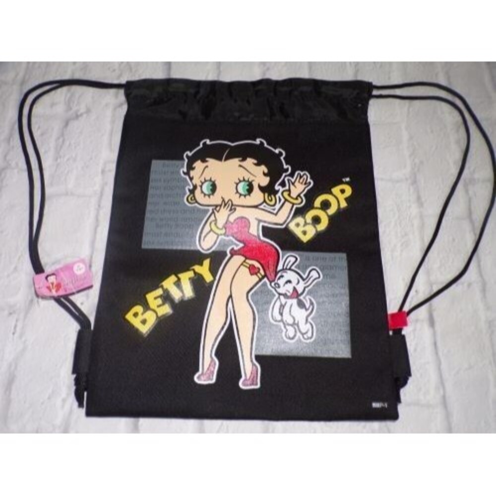 2006 Betty Boop Drawstring Backpack Cinch Sack Bag Black NWT